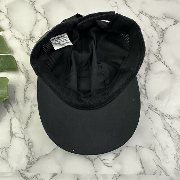 Columbia Vintage 90s Mesh Trim Hat One Size Black Green Trim Pocket Vented - Picture 5 of 7